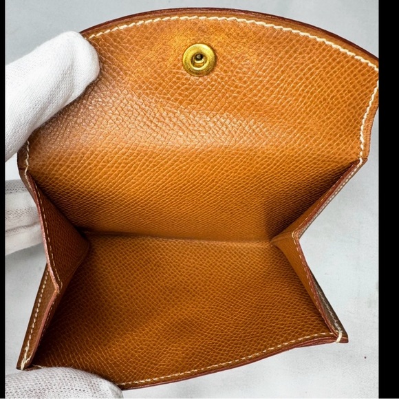 Hermes Tan Leather Compact Wallet with COA - Picture 10 of 14